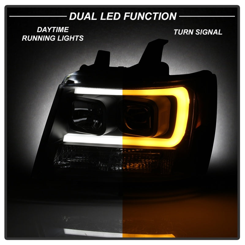 Spyder 07-14 Chevy Suburban/Tahoe V2 Projector Headlights LED Turn Sig Black PRO-YD-CSUB07V3-SB-BK SPYDER
