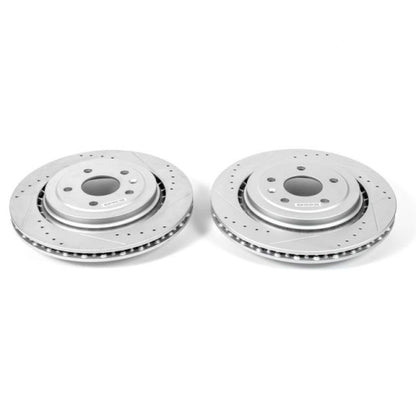 Power Stop 14-19 Chevrolet Corvette Rear Evolution Drilled & Slotted Rotors - Pair PowerStop