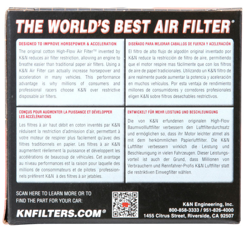 K&N Universal Clamp-On Air Filter 2-1/8in Flange 3-1/2in Base 2in Top 4in Height