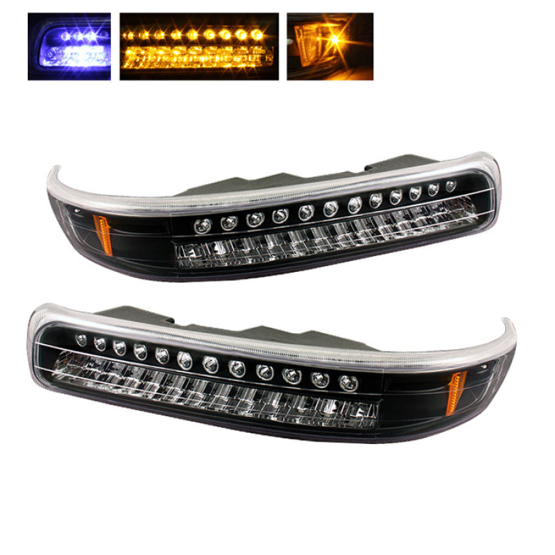 Xtune Chevy Silverado 99-02 LED Amber Bumper Lights Black CBL-CS99-LED-BK SPYDER