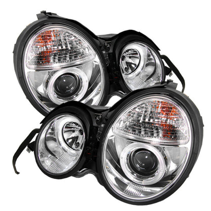Spyder Mercedes Benz E-Class 95-99 Projector Headlights LED Halo Chrm PRO-YD-MBW21095-HL-C SPYDER