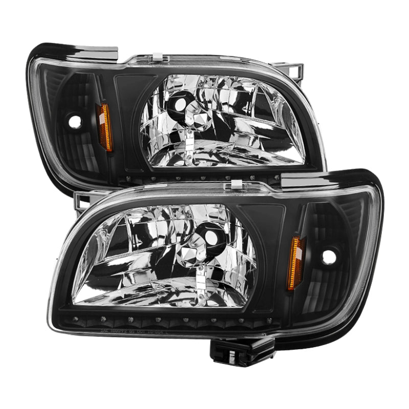 Xtune Toyota Tacoma 01-04 1 Piece w/ Black Trim Crystal Headlights Black HD-ON-TT01-1PC-LED-BK SPYDER