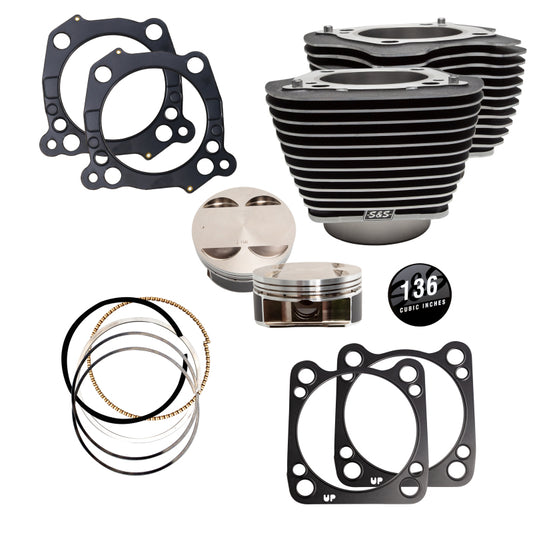 S&S Cycle 2017+ M8 Models 4.320in Bore 4.625in Stroke Cylinder Kit - Wrinkle Black w/ Highlight - 910-0848A