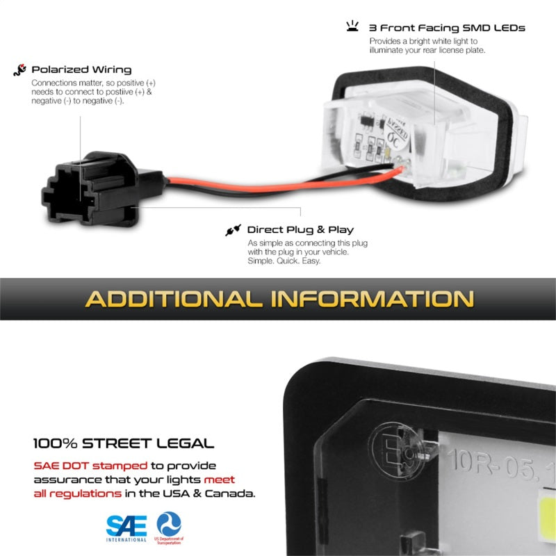 Xtune 01-15 Honda Civic LED License Plate Bulb Assembly White 5500K LAC-LP-HA03 - Pair SPYDER