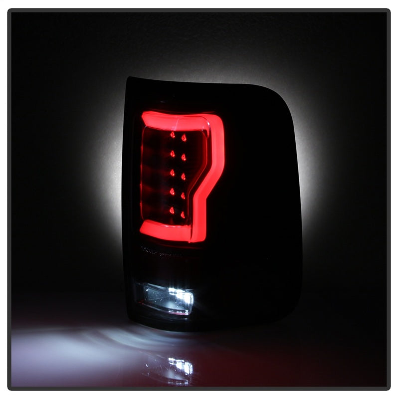 Spyder 04-08 Ford F-150 Projector Tail Lights - Light Bar DRL LED - Black ALT-YD-FF15004V2-LBLED-BK SPYDER