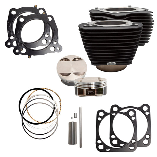 S&S Cycle 2017+ M8 Models 4.250in Bore 4.500in Stroke Cylinder Kit - Wrinkle Black w/o Highlight - 910-0685A
