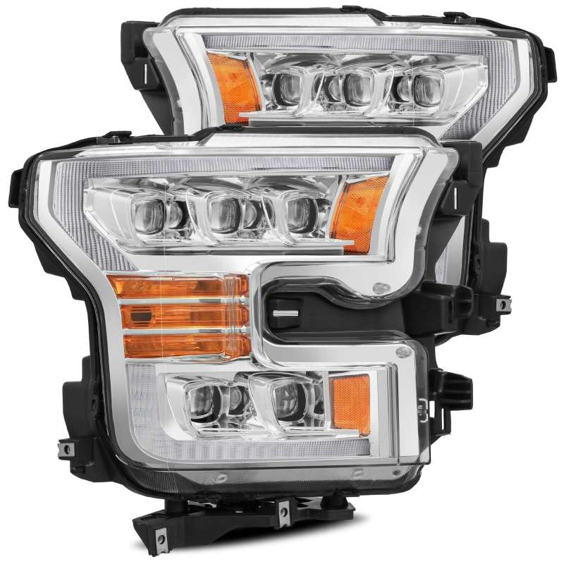 AlphaRex 880151 17-20 Ford Raptor NOVA LED Proj Headlights Plank Style Chrm w/Activ Light Sequential Signal