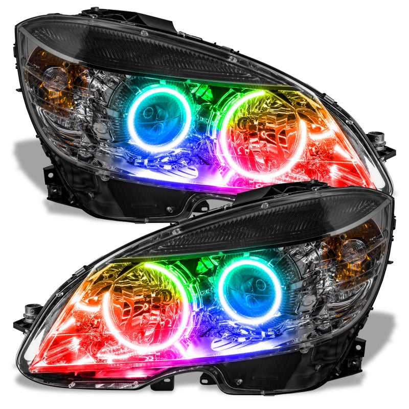 Oracle 08-11 Mercedes Benz C-Class Pre-Assembled Headlights Chrome Housing ColorSHIFT w/o Controller