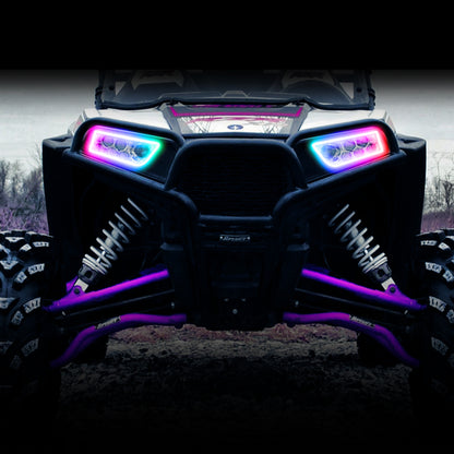 Oracle 14-21 Polaris RZR 900/1000 Turbo Dynamic RGB+A Seq Turn Signal Headlight Halo Kit- ColorSHIFT