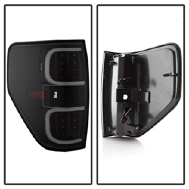 xTune Ford F150 09-14 LED Tail Lights - Black ALT-ON-FF15009-LBLED-BK SPYDER