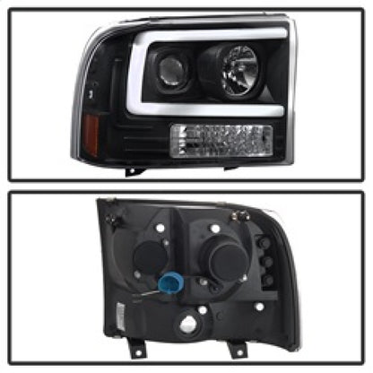 Spyder 99-04 Ford F250 Super Duty Projector Headlights - Light Bar - Black PRO-YD-FF25099V2-LB-BK SPYDER