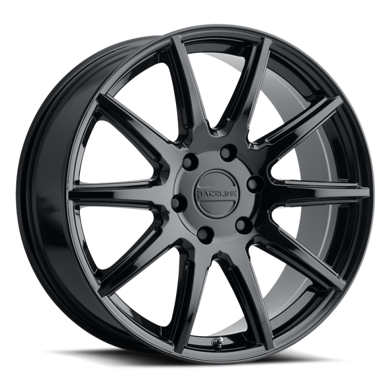 Raceline 159B Spike 18x8in / 5x114.3 BP / 35mm Offset / 72.62mm Bore - Gloss Black Wheel