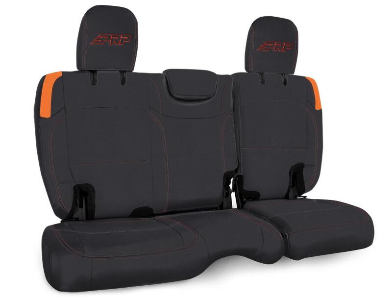PRP Jeep Wrangler JL Rear Bench Covers - 2 door - Black/Orange B041-07