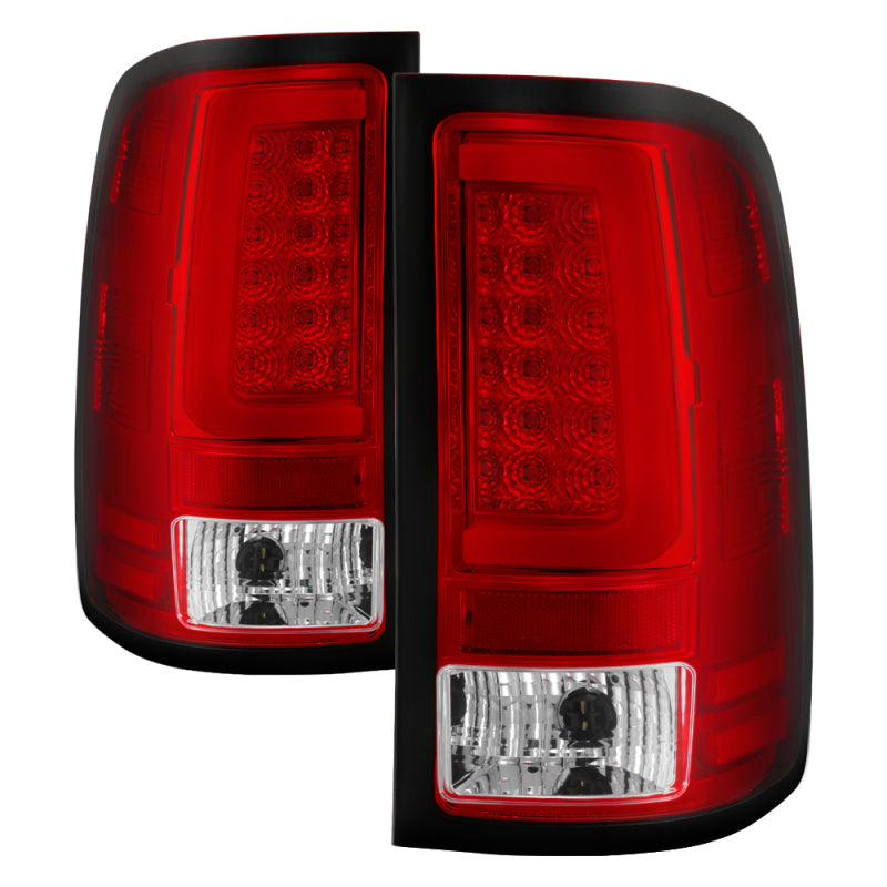Spyder 07-13 GMC Sierra 1500 V2 Light Bar LED Tail Lights - Red Clear (ALT-YD-GS07V2-LBLED-RC) SPYDER