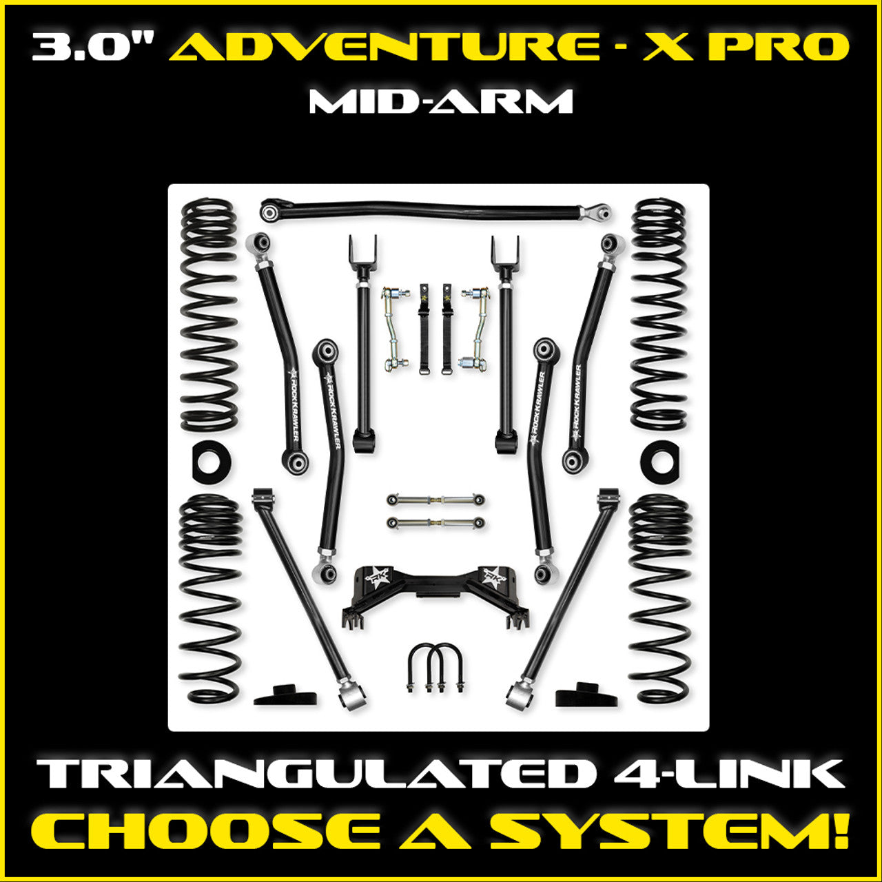Rock Krawler 2019+ Jeep Wrangler JT 3in Adventure X PRO System - Stage 1