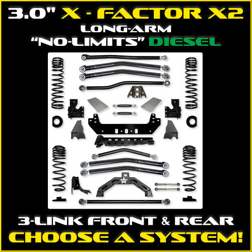 Rock Krawler 2019+ Jeep Wrangler JT 3in X Factor X2 (No Limits) Long Arm System