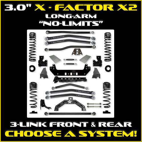 Rock Krawler 2021+ Jeep Wrangler JT (Diesel) 3in X Factor X2 (No Limits) Coilover Long Arm System