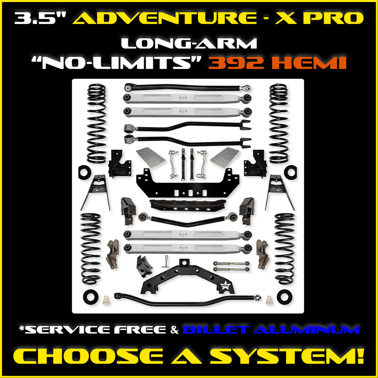 Rock Krawler 2014+ RAM 2500 HD / 2013+ RAM 3500 HD (PB+J) Billet Aluminum 4 Link Arm - Front