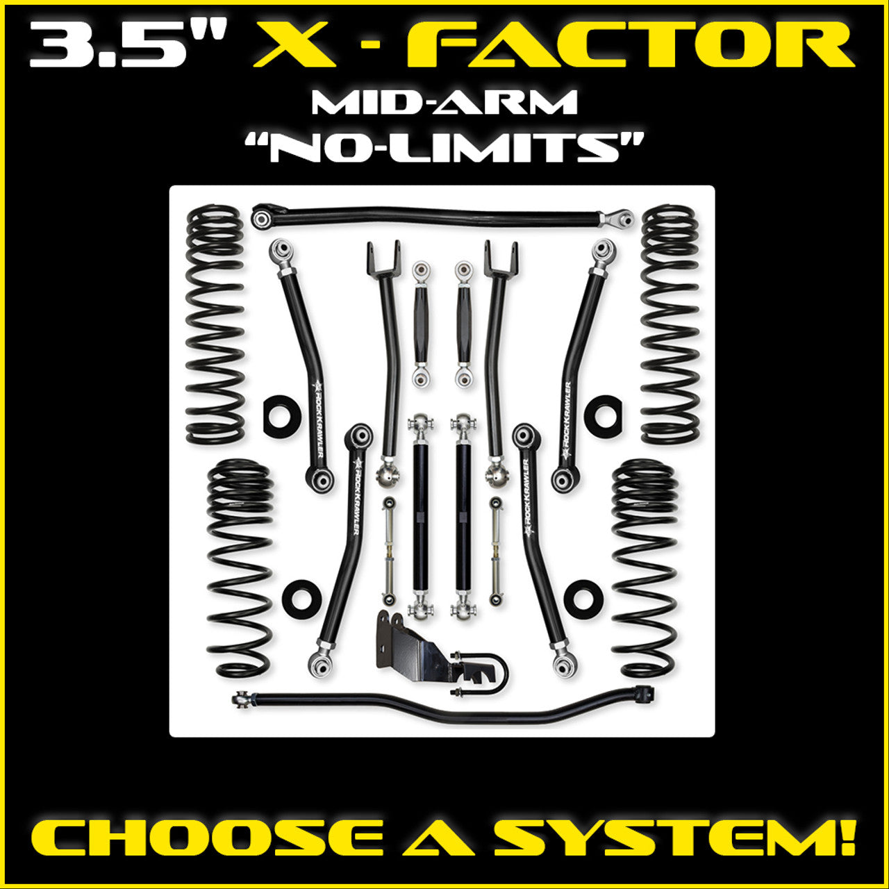 Rock Krawler 2018+ Jeep Wrangler JL 2DR 3.5in Adventure-X (No Limits) Pro Long Arm Suspension