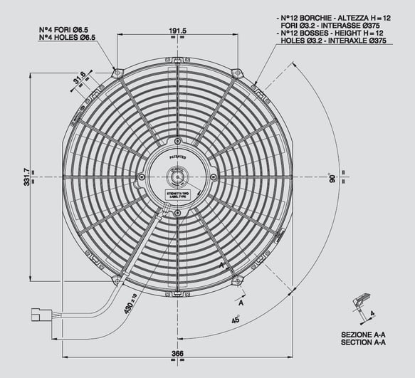 SPAL ELECTRIC FAN SPAL 14.00" Inch Electric Fan Puller Style Low Profile 1038 CFM 10 Straight Style blades SPAL