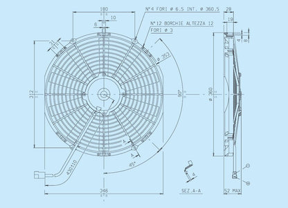 SPAL 13.00" Inch Electric Fan Puller Style Low Profile 1032 CFM 10 Straight Style blades SPAL