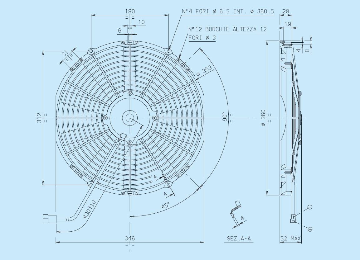 SPAL 13.00" Inch Electric Fan Puller Style High Performance 1777 CFM 10 Curved Style blades SPAL