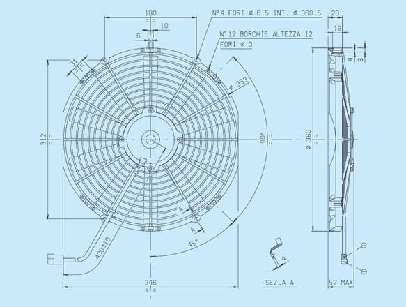 SPAL ELECTRIC FAN SPAL 13.00" Inch Electric Fan Pusher Style Low Profile 1032 CFM 10 Straight Style blades SPAL