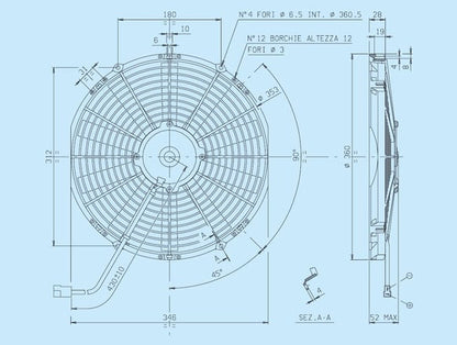 SPAL ELECTRIC FAN SPAL 13.00" Inch Electric Fan Pusher Style Low Profile 1032 CFM 10 Straight Style blades SPAL