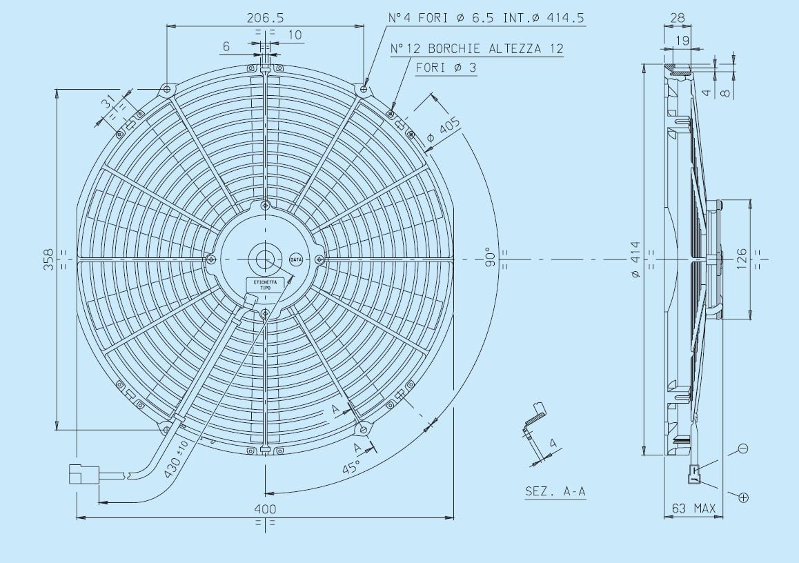 SPAL 16.00" Inch Electric Fan Puller Style Medium Profile 1604 CFM 10 Straight Style blades SPAL