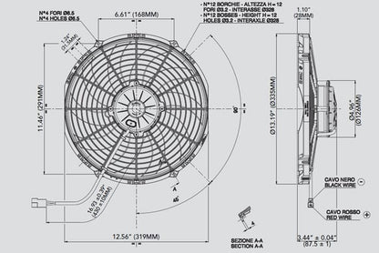 SPAL ELECTRIC FAN SPAL 12.00" Inch Electric Fan Pusher Style High Performance 1380CFM 10 Curved Style blades SPAL