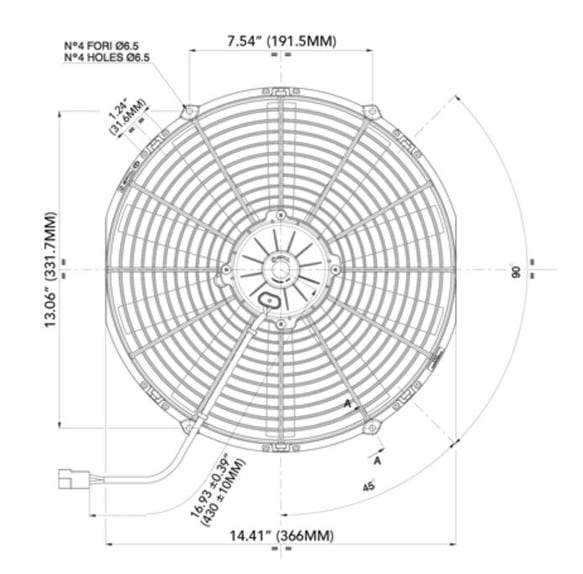 SPAL ELECTRIC FAN 14.00" Electric Fan Puller Style High Performance 1623CFM 10-blade straight style blade SPAL