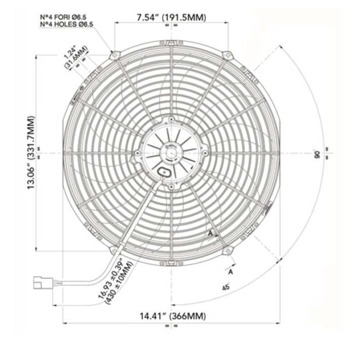 SPAL ELECTRIC FAN 14.00" Electric Fan Puller Style High Performance 1864CFM 10-blade curved style blade SPAL