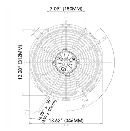 SPAL 13.00" Inch Electric Fan Puller Style High Performance 1777 CFM 10 Curved Style blades SPAL