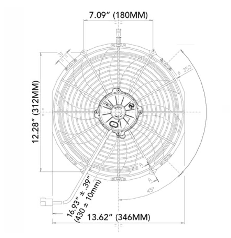 SPAL ELECTRIC FAN SPAL 13.00" Electric Fan Pusher Style High Performance 1682CFM 10-blade curved style blade SPAL