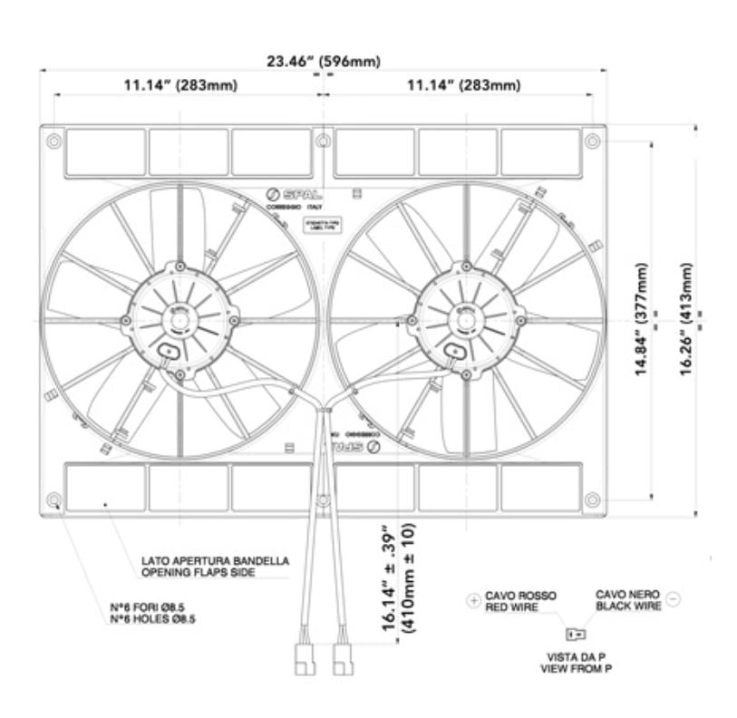 SPAL ELECTRIC FAN SPAL Dual 11.00" Inch Electric Fan Puller Style High Performance 2720 CFM 5 Paddle Style Blades SPAL