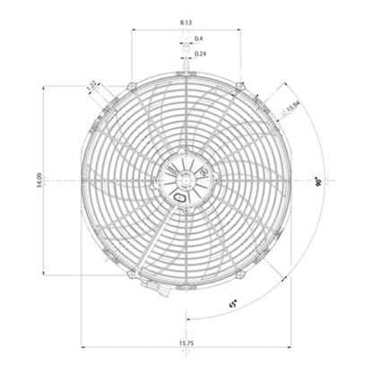 SPAL ELECTRIC FAN 16.00" Electric Fan Puller Style Extreme Performance 2500CFM 10-blade curved style blade SPAL