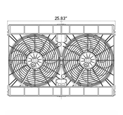 SPAL ELECTRIC FAN Dual 12.00" Electric Fan Puller Style High Performance 3168CFM 7-blade curved style blade SPAL