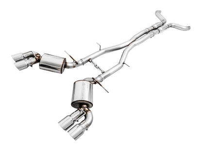 AWE 3015-42092 Touring Cat-Back Exhaust – Resonated – Chrome Quad Tips | Camaro SS/ZL1/LT1 2016–2024