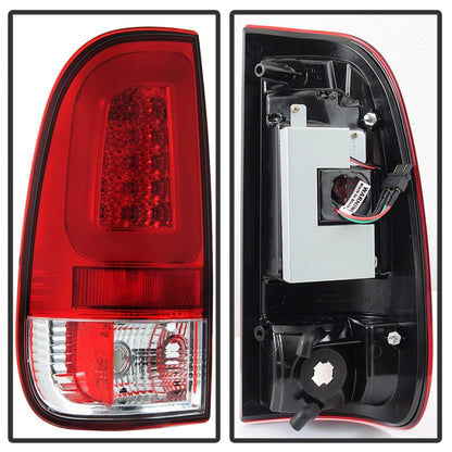 Spyder 08-16 Ford Super Duty F-250 V3 Light Bar LED Tail Lights - Red Clear (ALT-YD-FS07V3-LBLED-RC) SPYDER