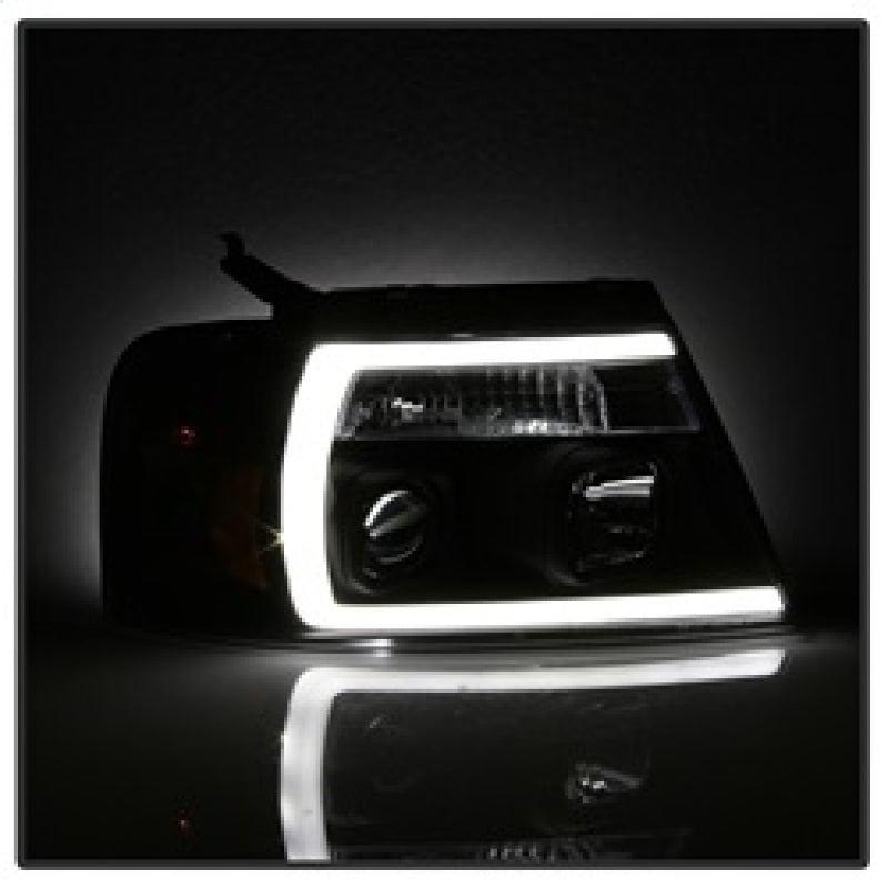 Spyder 04-08 Ford F-150 Projector Headlights - Light Bar DRL - Black PRO-YD-FF15004V2-LB-BK SPYDER