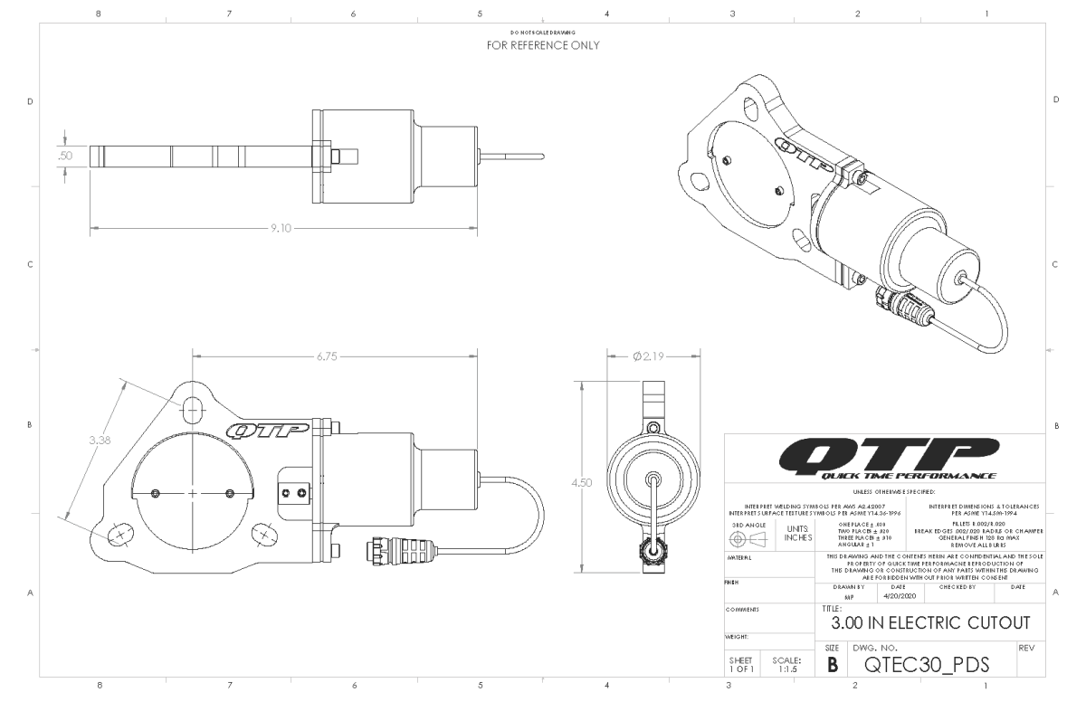 QTP 3.00 Inch Electric Exhaust Cutout Valve (Universal) - QTEC30 QTP