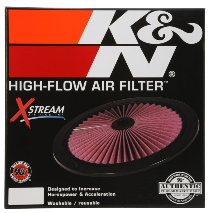 K&N X-Stream Top Filter: High Performance, Premium, Washable, Replacement Engine Filter: Filter Height: 1 In, Shape: Round Lid, 66-1601