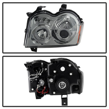 Spyder Jeep Grand Cherokee 05-07 Projector Headlights LED Halo LED Smke PRO-YD-JGC05-HL-SMC SPYDER