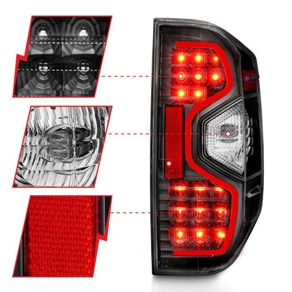 ANZO TOYOTA TUNDRA 14-21 LED TAIL LIGHTS BLACK CLEAR LENS - 311233