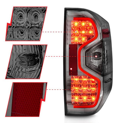 ANZO TOYOTA TUNDRA 14-21 LED TAIL LIGHTS CHROME SMOKE LENS - 311234