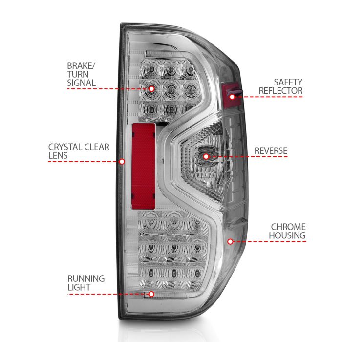 ANZO TOYOTA TUNDRA 14-21 LED TAIL LIGHTS CHROME SMOKE LENS - 311234