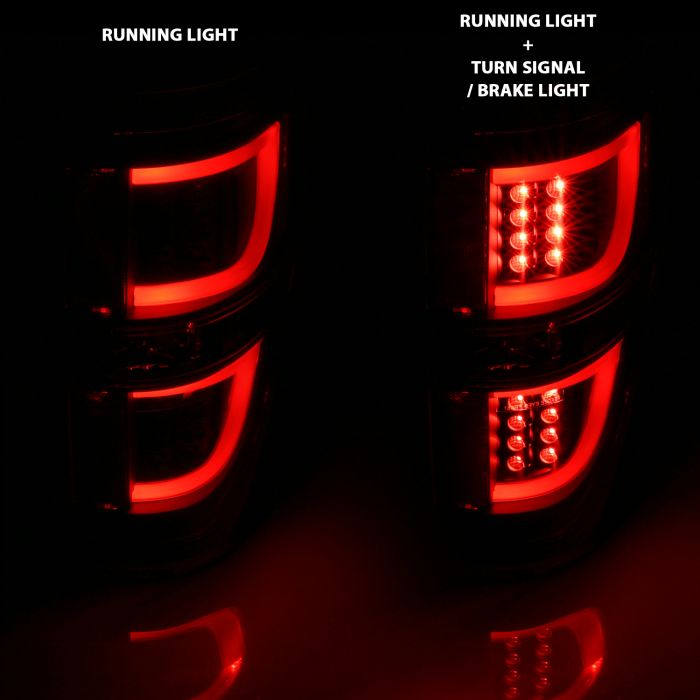 ANZO FORD F-150 09-14 LED TAIL LIGHTS G2 BLACK CLEAR LENS - 311257