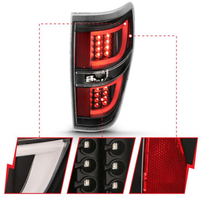 ANZO FORD F-150 09-14 LED TAIL LIGHTS G2 BLACK CLEAR LENS - 311257