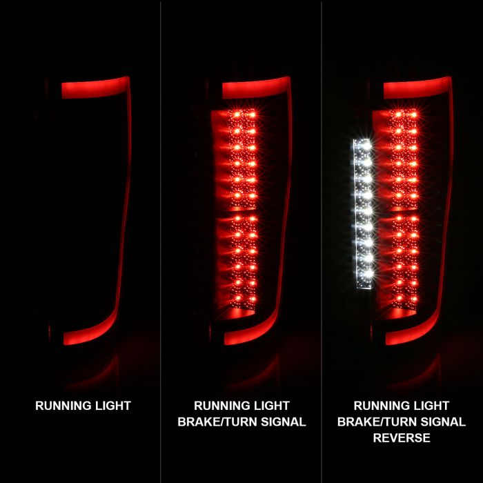 ANZO FORD F-250/350/450/550 SUPERDUTY 17-19 LED TAIL LIGHTS BLACK SMOKE LENS (RED LIGHT BAR) - 311288