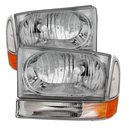 Xtune Ford F250/350/450 Superduty 99-04 Crystal Headlights w/ Bumper Lights HD-JH-FF25099-AM-C SPYDER